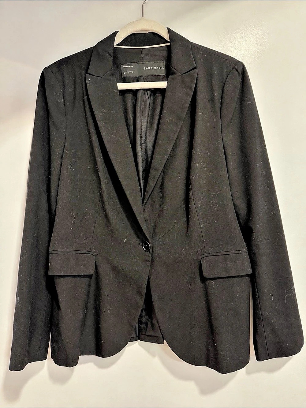 Zara Basic Black Single-Button Blazer Black Size 12
